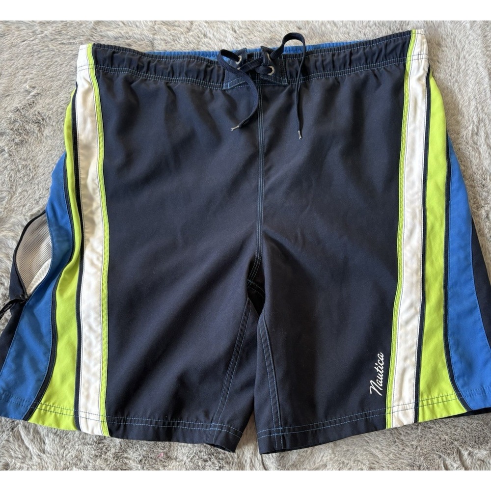 Nautica Mens Partially Lined Swim Trunks Size Large‎ with Drawstring
